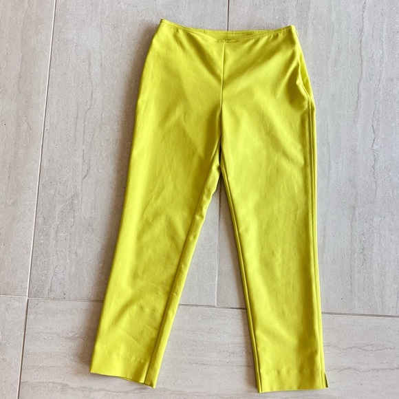 St John Yellow Pull-up Ankle Pants Trousers Size 4 - Picture 2 of 9